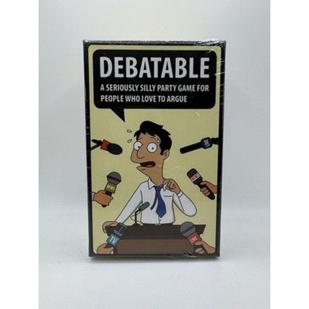 Debatable Fun Party game Mindmade age 18+ 3-16 players Debate Argue Lawyers